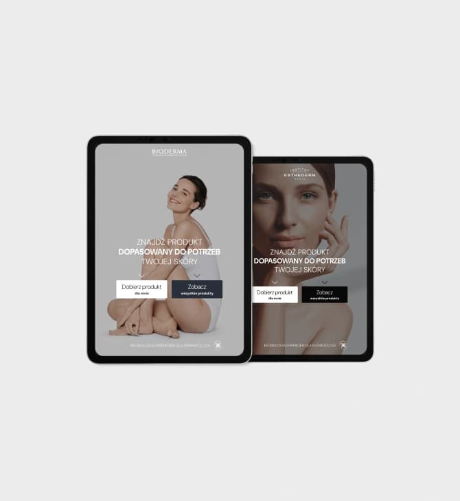 Case study Bioderma/Esthederm — interaktywny katalog produktowy PWA dla POS, rozwiązanie omnichannel z quizem produktowym